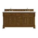 Brookfield 72" Double Vanity, Honey Oak, w/ 3 CM Siberian Silestone Top