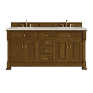 Brookfield 72" Double Vanity, Honey Oak, w/ 3 CM Siberian Silestone Top w/FreePower Wireless Charger