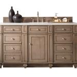 Bristol 60" Single Vanity, Whitewashed Walnut w/ 3 CM Eternal Jasmine Pearl Silestone Top w/FreePower Wireless Charger
