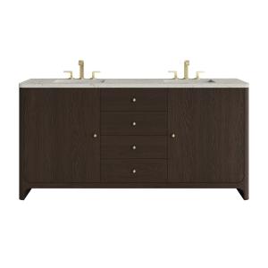 Gracyn 72" Double Vanity, Sable, w/ 3 CM Victorian Silver Quartz Widespread Top