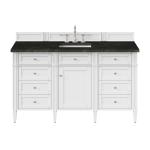 Brittany 60" Single Vanity in Bright White, w/ 3 CM Phantome Eclos Top