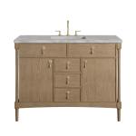 Kinnsden 48" Single Vanity, Weathered Oak w/ 3 CM Victorian Silver Silestone Top w/FreePower Wireless Charger