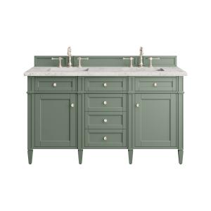 Brittany 60" Double Vanity, Smokey Celadon w/ 3 CM Eternal Jasmine Pearl Top w/FreePower Wireless Charger
