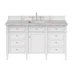 Brittany 60" Single Vanity, Bright White w/ 3 CM Victorian Silver Silestone Top w/FreePower Wireless Charger