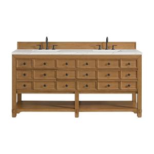 Malibu 72" Double Vanity, Amber Birch w/ 3 CM Ethereal Noctis Top w/ FreePower Wireless Charger