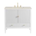 Myrrin 36" Vanity, Bright White, w/ 3 CM Siberian Silestone Top