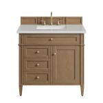 Brittany 36" Single Vanity, Pecan w/ 3 CM Lime Delight Silestone Top
