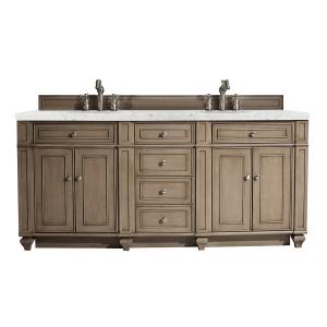 Bristol 72" Double Vanity, Whitewashed Walnut w/ 3 CM Eternal Jasmine Pearl Silestone Top w/FreePower Wireless Charger