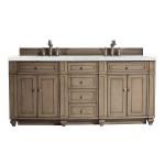 Bristol 72" Double Vanity, Whitewashed Walnut w/ 3 CM Eternal Jasmine Pearl Silestone Top w/FreePower Wireless Charger
