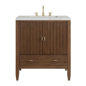 Myrrin 30" Single Vanity, Mid-Century Walnut w/ 3 CM Ethereal Noctis Silestone Top
