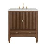 Myrrin 30" Single Vanity, Mid-Century Walnut w/ 3 CM Ethereal Noctis Silestone Top