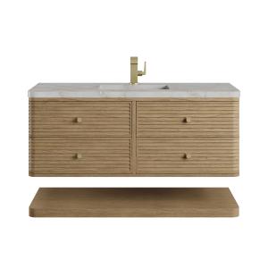 Allamari 48" Single Vanity, Dune Mist w/ Single Hole 3 CM Victorian Silver Silestone Top
