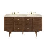 Amberly 60" Double Vanity, Mid-Century Walnut, w/ 3 CM Tajnar Eclos Top