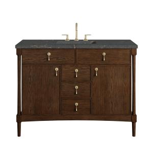 Kinnsden 48" Single Vanity, Sable Oak w/ 3 CM Parisien Bleu Silestone Top w/FreePower Wireless Charger