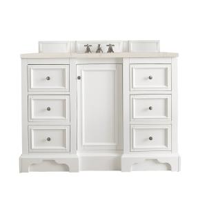 De Soto 48" Single Vanity, Bright White, w/ 3 CM Siberian Silestone Top