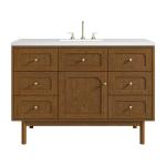 Laurent 48" Single Vanity, Honey Oak w/ 3 CM White Zeus Silestone Top