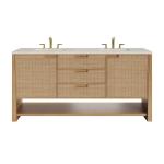 Solene 72" Double Vanity, Seaside Oak, w/ 3 CM Siberian Silestone Top