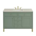 Chicago 48" Single Vanity, Smokey Celadon, w/ 3 CM Siberian Silestone Top