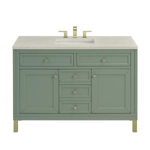 Chicago 48" Single Vanity, Smokey Celadon, w/ 3 CM Siberian Silestone Top w/FreePower Wireless Charger