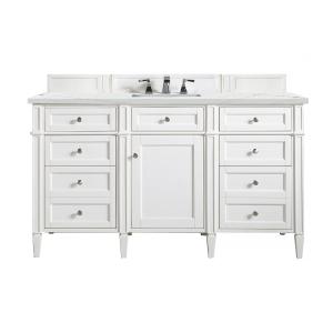 Brittany 60" Single Vanity, Bright White w/ 3 CM Ethereal Noctis Silestone Top w/FreePower Wireless Charger