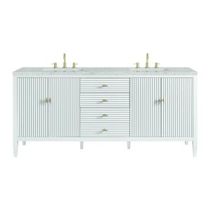 Myrrin 72" Double Vanity, Bright White w/ 3 CM Eternal Jasmine Pearl Silestone Top w/FreePower Wireless Charger