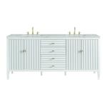 Myrrin 72" Double Vanity, Bright White w/ 3 CM Eternal Jasmine Pearl Silestone Top w/FreePower Wireless Charger