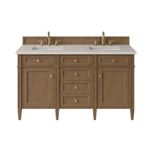 Brittany 60" Double Vanity, Pecan w/ 3 CM Siberian Silestone Top