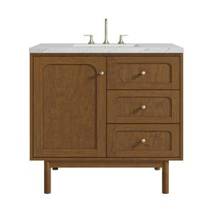 Laurent 36" Single Vanity, Honey Oak w/ 3 CM Ethereal Noctis Silestone Top