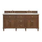 Lorelai 72" Double Vanity, Mid-Century Walnut, w/ 3 CM Siberian Silestone Top