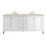 Chicago 72" Double Vanity, Glossy White, w/ 3 CM Tajnar Eclos Top
