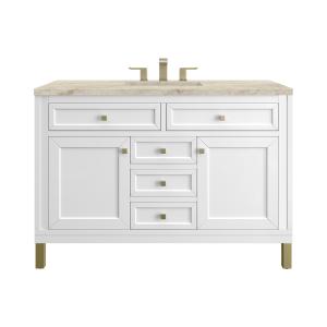 Chicago 48" Single Vanity, Glossy White, w/ 3 CM Tajnar Eclos Top