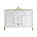 Chicago 48" Single Vanity, Glossy White, w/ 3 CM Tajnar Eclos Top