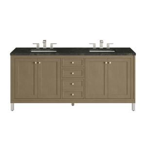 Chicago 72" Double Vanity, Walnut Whisper, w/ 3 CM Phantome Eclos Top