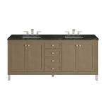 Chicago 72" Double Vanity, Walnut Whisper, w/ 3 CM Phantome Eclos Top