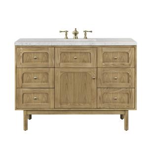 Laurent 48" Single Vanity, Light Natural Oak w/ 3 CM Eternal Jasmine Pearl Top w/FreePower Wireless Charger