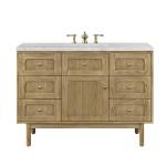Laurent 48" Single Vanity, Light Natural Oak w/ 3 CM Eternal Jasmine Pearl Top w/FreePower Wireless Charger