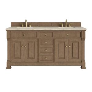 Brookfield 72" Double Vanity, Pecan, w/ 3 CM Tajnar Eclos Top