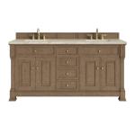 Brookfield 72" Double Vanity, Pecan, w/ 3 CM Tajnar Eclos Top w/FreePower Wireless Charger