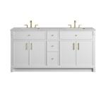 Bellshire 72" Double Vanity, Bright White w/ 3 CM Eternal Jasmine Pearl Silestone Top w/FreePower Wireless Charger