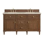 Lorelai 60" Double Vanity, Mid-Century Walnut, w/ 3 CM Tajnar Eclos Top
