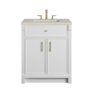 Bellshire 30" Single Vanity, Bright White w/ 3 CM Siberian Silestone Top