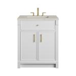 Bellshire 30" Single Vanity, Bright White w/ 3 CM Siberian Silestone Top