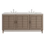 Portland 72IN Double Vanity Whitewashed Walnut w/ 3 CM Siberian Silestone Top