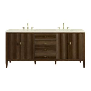 Myrrin 72" Double Vanity, Mid Century Walnut w/ 3 CM Eternal Marfil Silestone Top