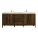 Myrrin 72" Double Vanity, Mid Century Walnut w/ 3 CM Eternal Marfil Silestone Top