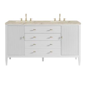 Myrrin 60" Double Vanity, Bright White, w/ 3 CM Tajnar Eclos Top