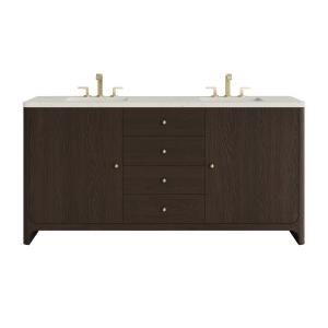 Gracyn 72" Double Vanity, Sable, w/ 3 CM Siberian Silestone Top w/FreePower Wireless Charger