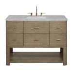 Lucian 48" Single Vanity, Pebble Oak w/ 3 CM Victorian Silver Silestone Widespread Top