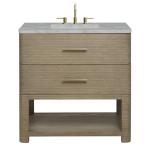 Lucian 36" Single Vanity, Pebble Oak w/ 3 CM Victorian Silver Silestone Widespread Top