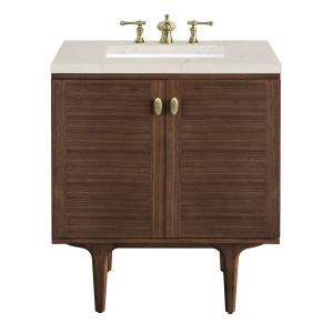 Amberly 30" Single Vanity, Mid-Century Walnut, w/ 3 CM Siberian Silestone Top